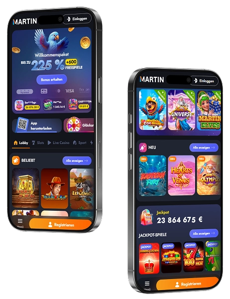 Martin Casino mobile App mit Casino Spielen und Jackpot Spielen